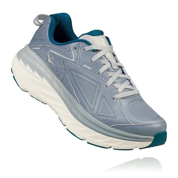 Hoka One One Shoes - Bondi Leather Women's Gray and Teal Athletic Shoes